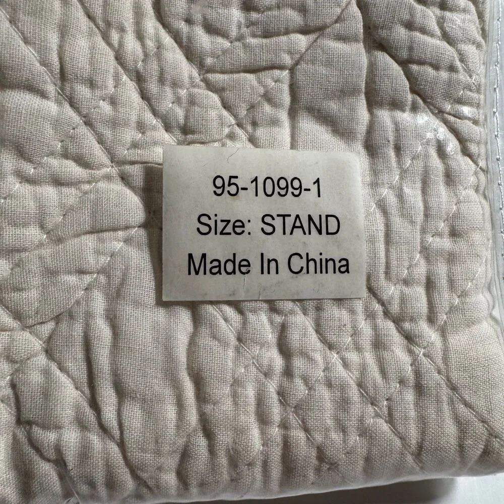 BrylaneHome BH Studio Reversible Quilted Pillow Sham Standard Cream White NWT